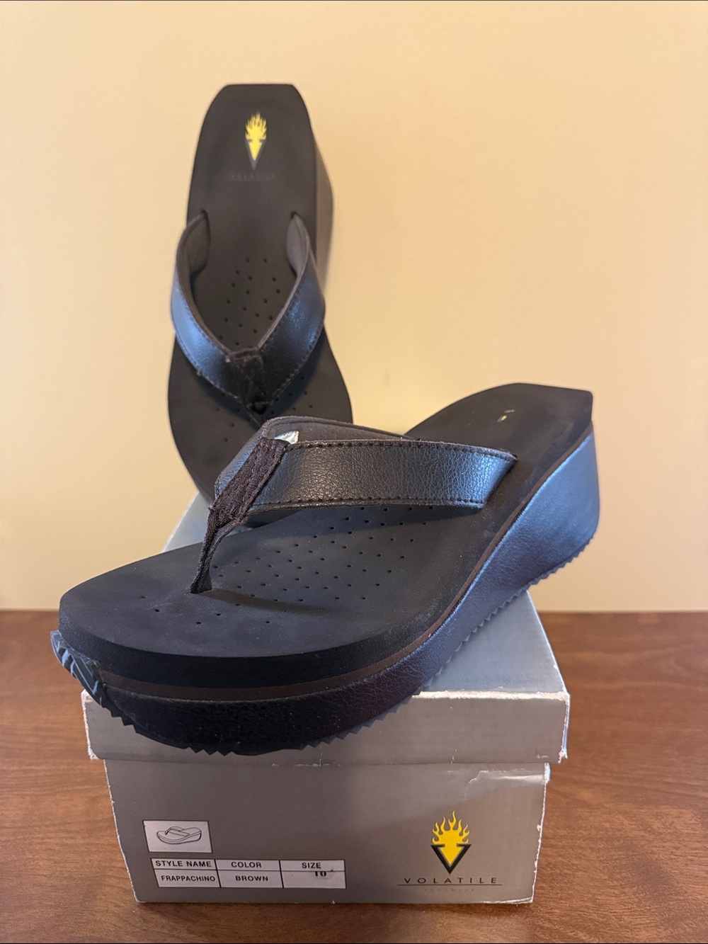 Brown Volatile Frappuccino Thongs Size 10